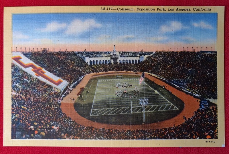 Vintage 40's Postcard of Coliseum, Exposition Park-Los Angeles CA-kept Pristine