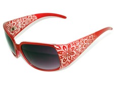 Red Women Sunglasses Plastic Frame Smoke Lens 99 UV Protection Rhinestones 2813