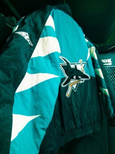 SAN JOSE SHARKS Vintage 90s Starter Leather Letterman Jacket SAN JOSE SHARKS Vintage 90s Starter Leather Letterman Jacket