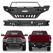 Steel Full Width Front Bumper + Rear Bumper Combo for Dodge Ram 2500/3500 10-18