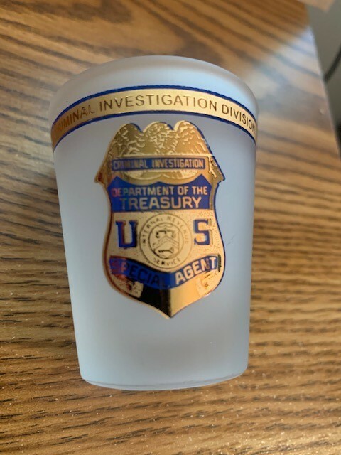 Internal Revenue IRS Criminal Investigation,US Treasury Special Agent shot glass
