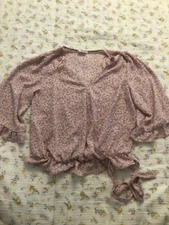 Sienna Sky Women's Size S Floral Blouse Ruffle Tie EUC