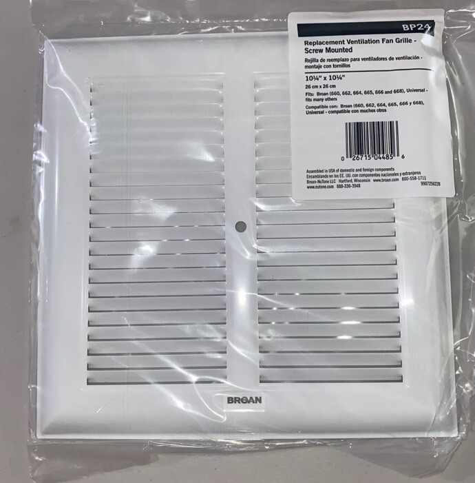 Broan Bath Bathroom Ceiling Fan Grille Grill Cover Metal White