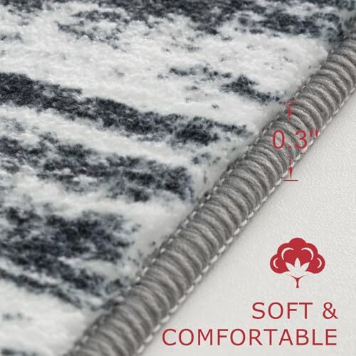Modern Abstract Kitchen Runner Rug, 2x6 6' x 2' (Runner) Black Navy Blue Grey - Bild 4 von 6