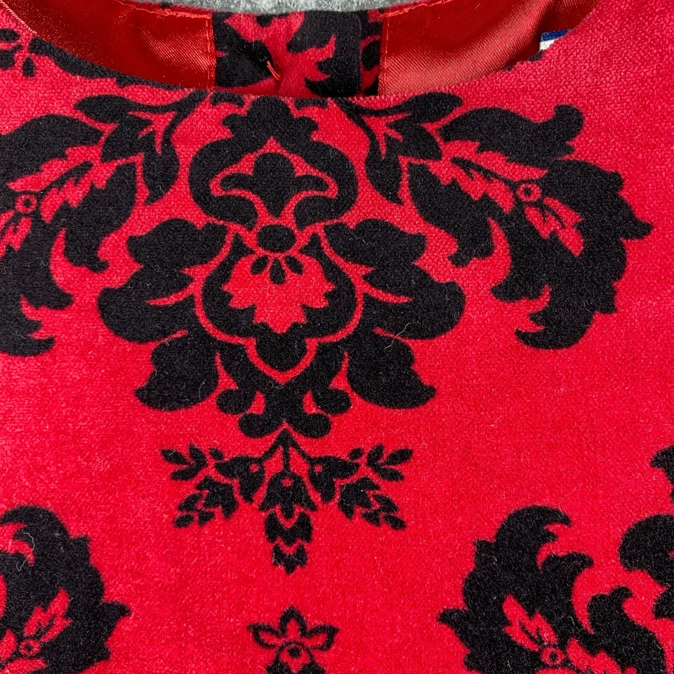 Hartstrings Dress Girls 6 Red Black Velvet Palampore Floral Ribbon Cotton Party - Image 4 of 4