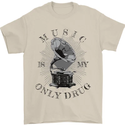 La Musique Est Ma Seule Drogue T-Shirt Drôle Pour Homme En Vinyle 100% Coton - Photo 1/4