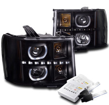 For Gmc 2007-2013 Sierra Black Halo Led Projector Headlight Lamp 8000k Hid Set