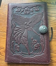 Oberon Design Fairy Large (6”x9”) Wine Pebbled Leather Refillable Journal