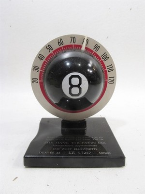 Midcentury 8 Pool Ball Figural Advertising Promotional Desktop Thermometer