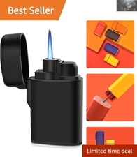 Compact Refillable Jet Flame Lighter with Fuel Gauge - Stylish Black Design