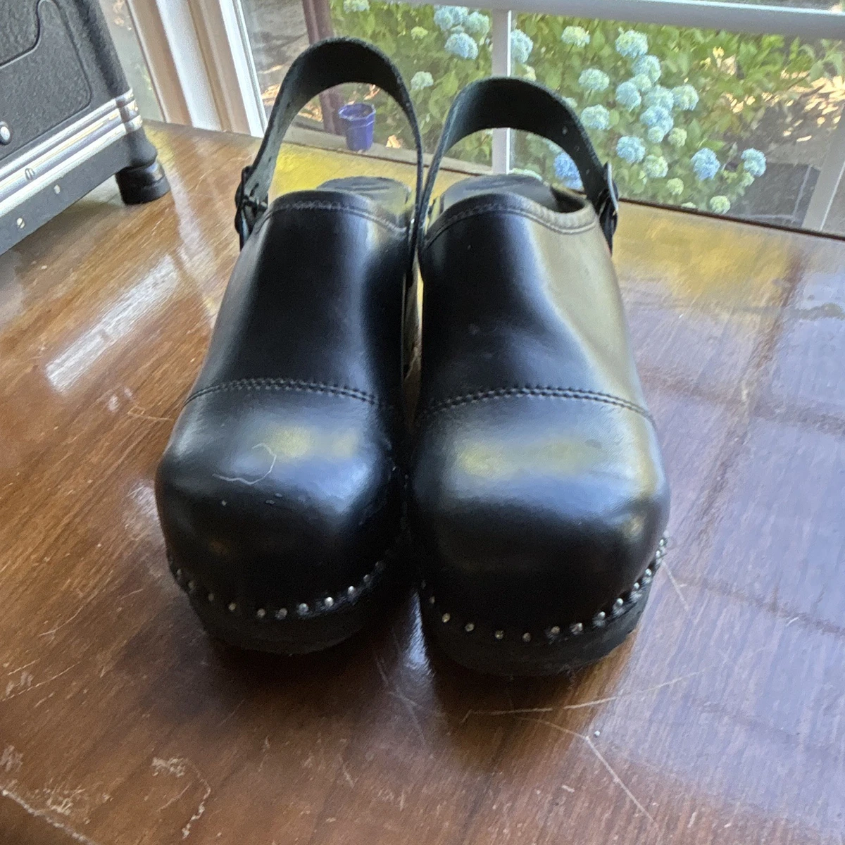 TROENTORPS Mens Size 43/9.5-10 Black Leather Silver Studded Comfort Clogs Sweden Troentorp products for sale | eBay main image 2