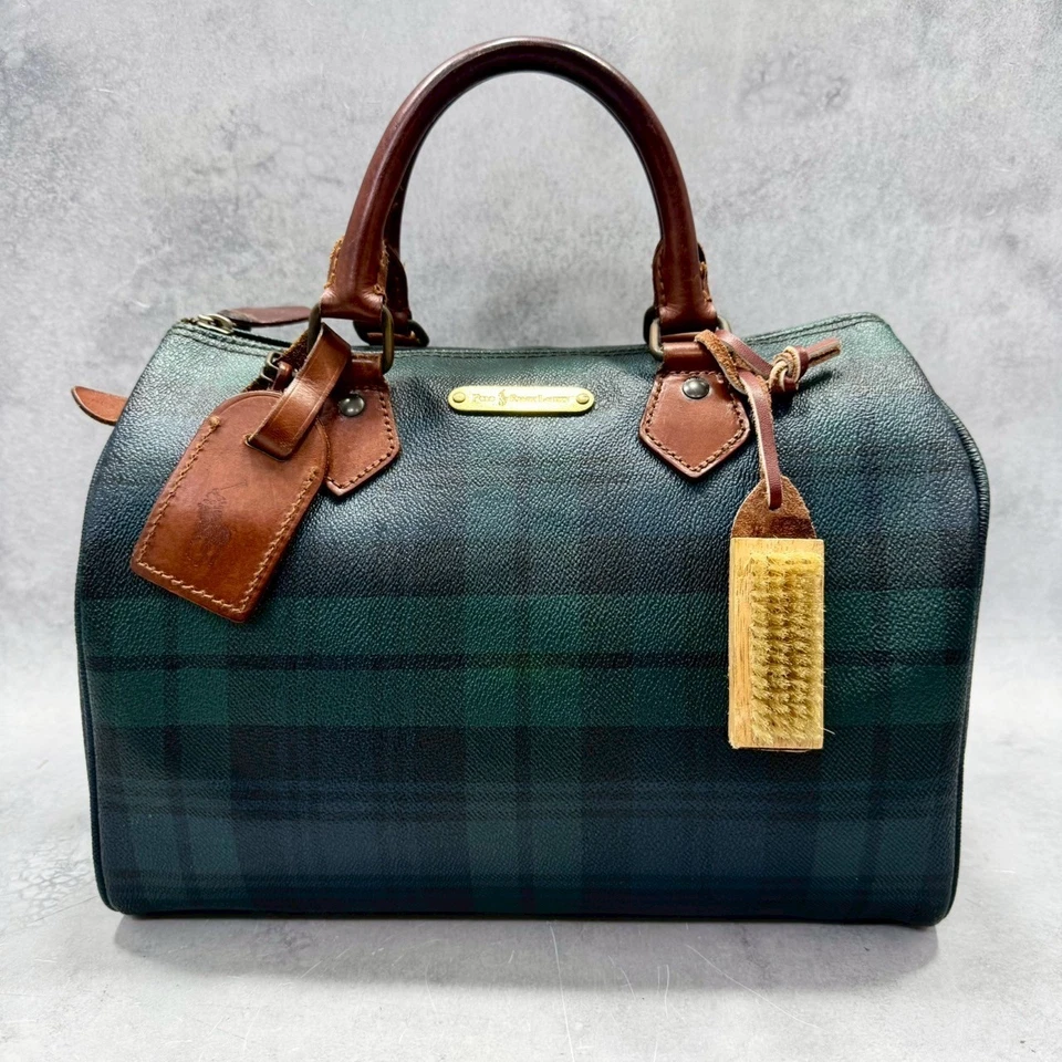 Polo Ralph Lauren Reloj Negro PVC Mini Bolso Boston Patrón a Cuadros con Placa de Logo Foto 2 de 4