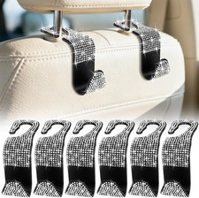 6 Pack Bling Car Seat Headrest Hooks, Rhinestone Purse Hook for Car, Universal S