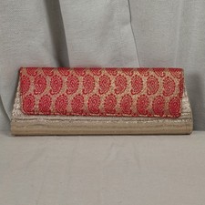 Gold  Red Brocade Evening Clutch Purse Wedding Formal Fabric Bag