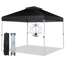 2-Tier 10' x 10' Pop-up Canopy Tent Instant Gazebo Adjustable Carry Bag W/Wheel