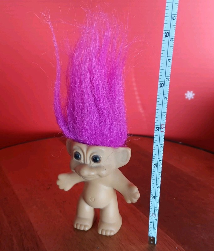 VINTAGE 6" RUSS TROLL PURPLE HAIR GOOD LUCK NO TAG 1980s Or 1990s