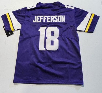 Minnesota Vikings Justin Jefferson #18 Stitched Jersey Kids Size Small (8) NWT 