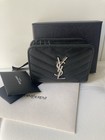Ysl saint Laurent Geldbörse Portemonnaie Nero Schwarz Grain De Poudre Compact
