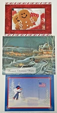 Lot Of 3 Colorful Unique Christmas Cards w/Envelopes