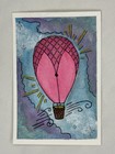 ACEO Original Watercolor Pink Hot Air Balloon 2.5X3.5 paper by Ashley Sulliva — photo 1