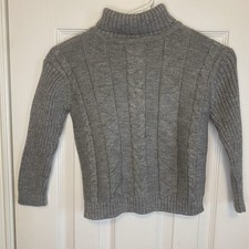 Mud Kingdom Cable Knit Turtleneck Gray Sweater Girls EU 120 US 6 7