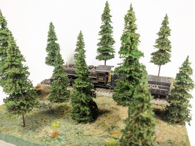 12 pc HO Pines Combo 5'' 6'' & 7'' Model Trees Railroad 28mm Forest Diorama Scenery
