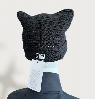 MLB Korea Summer Crochet Meow Cat Beanie Hat NY Yankness Casual