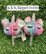 Claire  s Girls Tie Dye Pom Pom Plush Unicorn Pen Wxsilver Glitter Key chain 2pcs