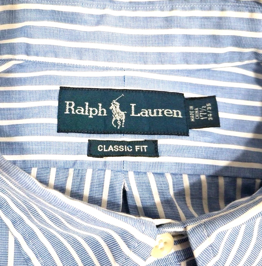 Vintage 1990s Ralph Lauren Stripe Shirt Mens Button Down Long Sleeve Shirt XL - Image 4 of 4