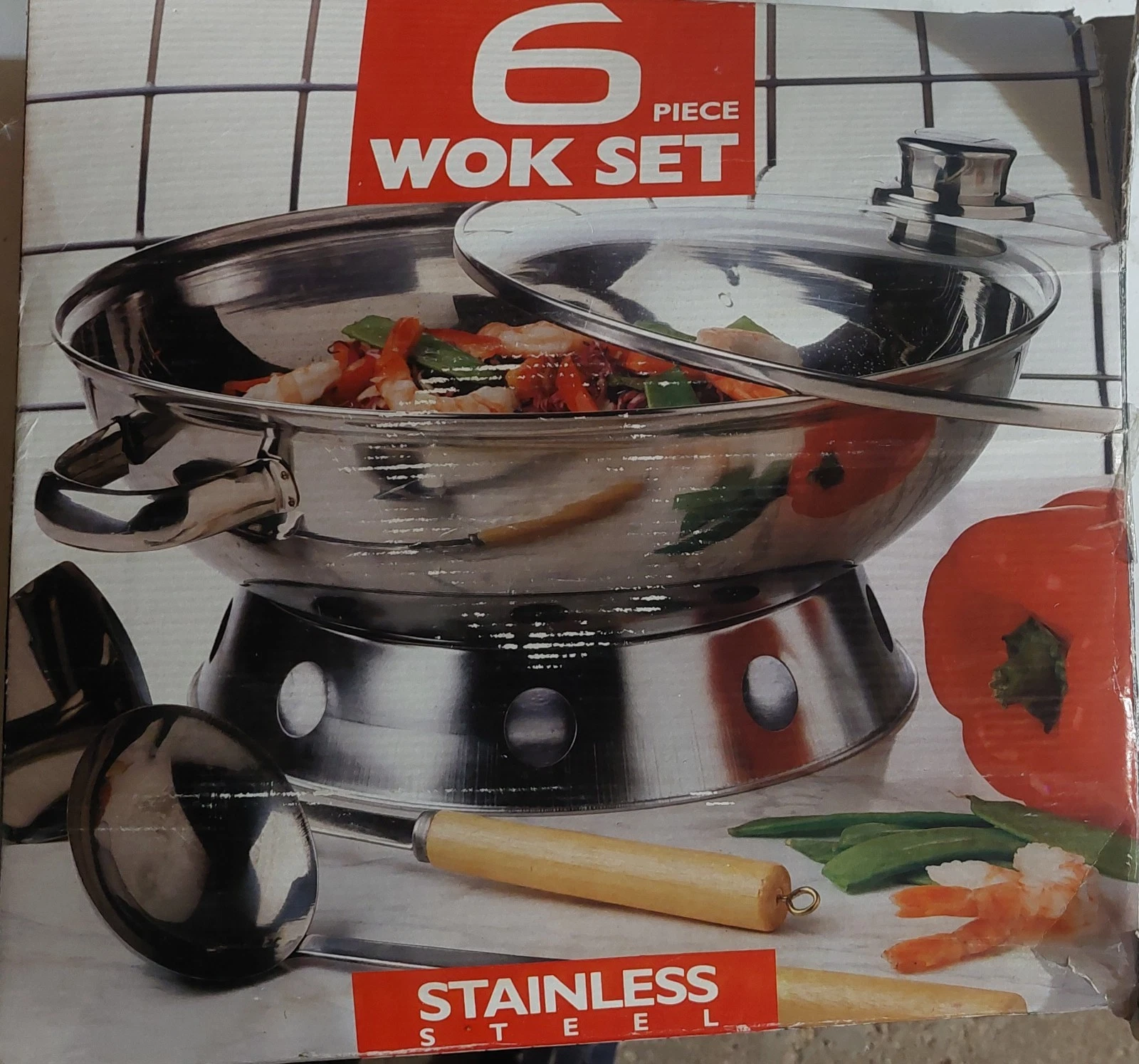 Himark 6 Piece Wok Set Stainless Steel Item No. 15-4260 Made In Korea Open Box