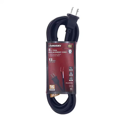 Husky Power Tool Replacement Cord 8 Ft 16 Gauge 13 Amp 125 V Appliance Extension