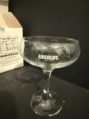 Absolute Vodka Martini Style Cocktail Glass Pair 2 Glasses Brand New Boxed Gift - Image 1 of 4