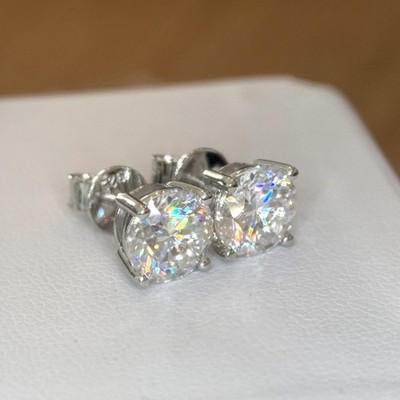 Certified D Color VVS1 Moissanite Solitaire Stud Earrings Screwback