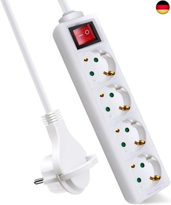 EXTRASTAR Steckdosenleiste 4-Fach, Flachstecker Mehrfachsteckdose mit Save