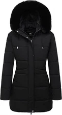 Women's Waterproof Winter Puffer Coat with Fleece Lining & Detachable Hood