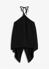 Neckholder-Blusentop Gr. 46 Schwarz Damenbluse Top Shirt Tunika Oberteil Neu