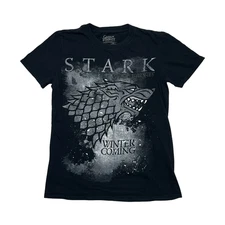 Game of Thrones Stark Shirt Mens Small Black Winter Coming Wolf Graphic Tee HBO