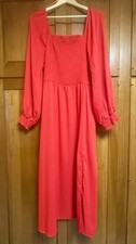LA LIGNE x Target Red Smocked Bodice Midi Dress NWT Size 1X side slit pockets