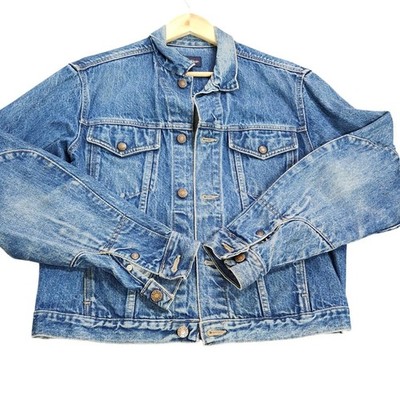 Vintage Calvin Klein Denim Trucker Jacket Mens Large Blue Made in USA Cotton