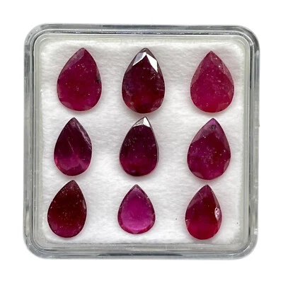 9 Stück Natürliche Rubin 7.7-10.2mm Tropfenschliff Rich Rot Lose Edelsteine - Bild 1 von 4