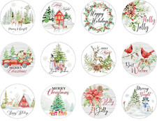   50 Beautiful CHRISTMAS STICKERS Lg1.5" Holly SnowMan Birds Tree ReinDeer Truck