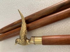Brass Bird Handle Brown Wooden Walking Cane 37" For Men/Women/Mom/Dad/Grandma.