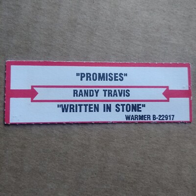 RANDY TRAVIS Promises/Written In Stone JUKEBOX STRIP Record 45 rpm 7''
