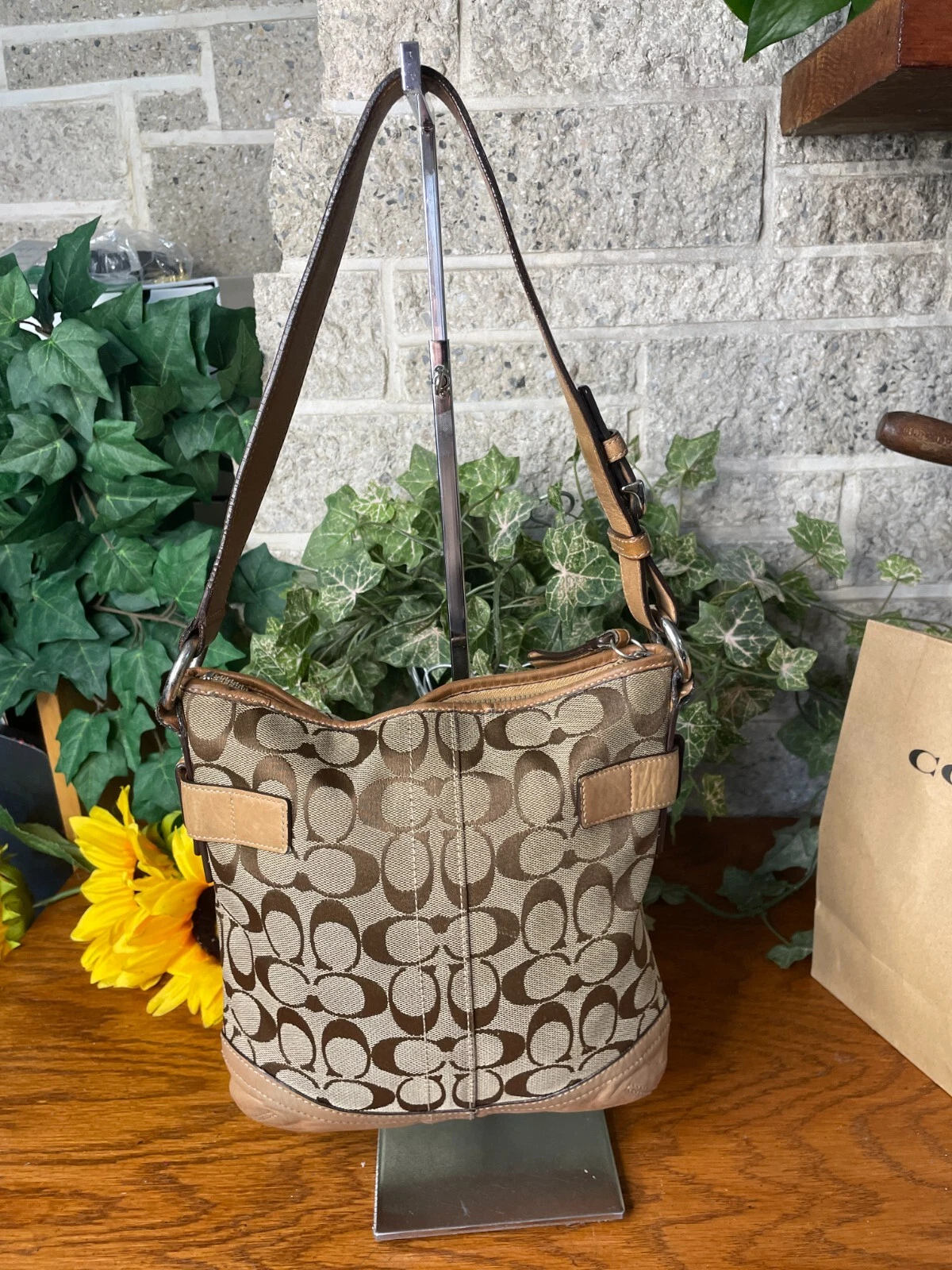 BORSA A TRACOLLA COACH SIGNATURE SMALL DUFFLE 3577 FIBBIA BORSETTA BORSETTA KHAKI