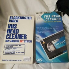 2 VHS VCR Head Cleaner Non Abrasive Wet System NO FLUID  1 Blockbuster Dry