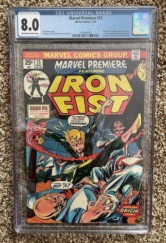 Marvel Premiere #15 High Grade Origin/1st App. Iron Fist Comic 1974 CGC 8.0
