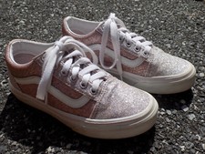Vans Light Pink Silver Glitter Super Sparkle Youth Girls Size 1 VGUC So cute