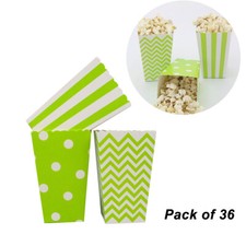 36 Pcs Popcorn Candy Boxes Striped Dots Spots Party Dessert Green Bags Container
