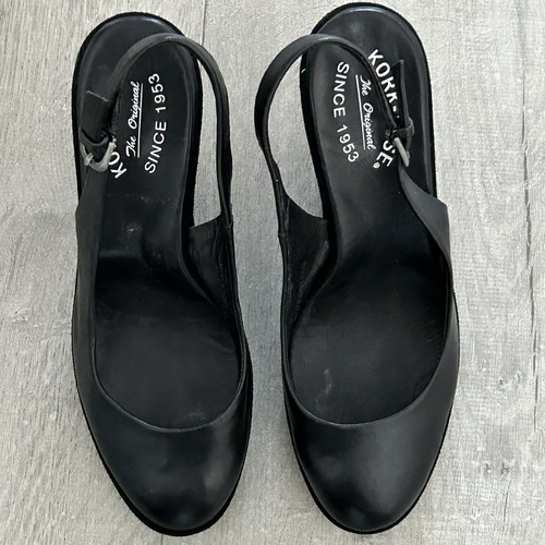 Sandali Kork Ease taglia 5 38 fatti a mano in pelle con zeppa e tacco nero scarpe punta chiusa - Foto 4 di 7