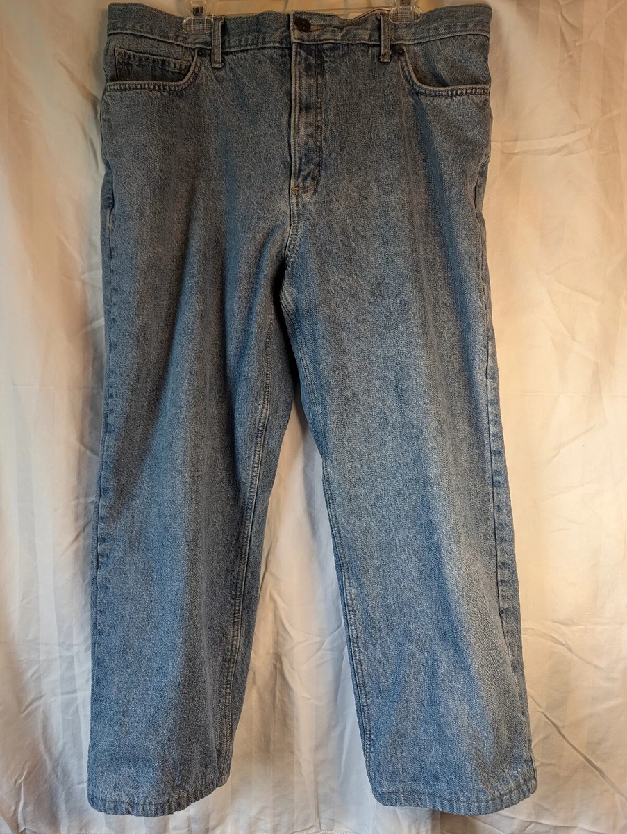 Vintage Lands End Flannel Lined Jeans Mens 42x26 Light Blue